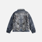 Men’s Abstract Chain Print Oversized Denim Jacket