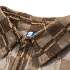 Men’s Distressed Plaid Long Sleeve Shirt