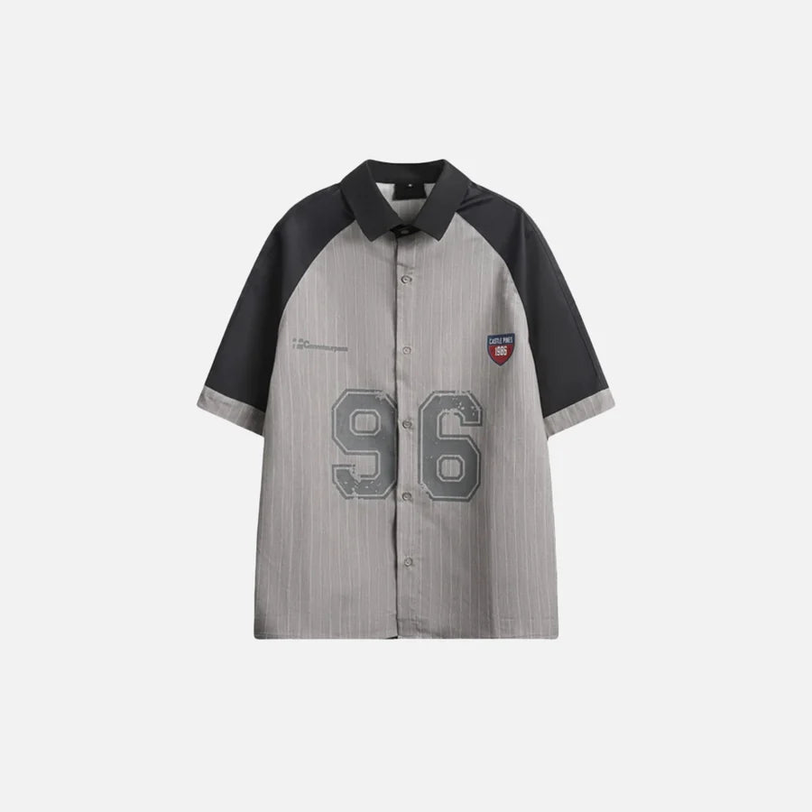 Men’s Striped Patchwork Short Sleeve Shirt