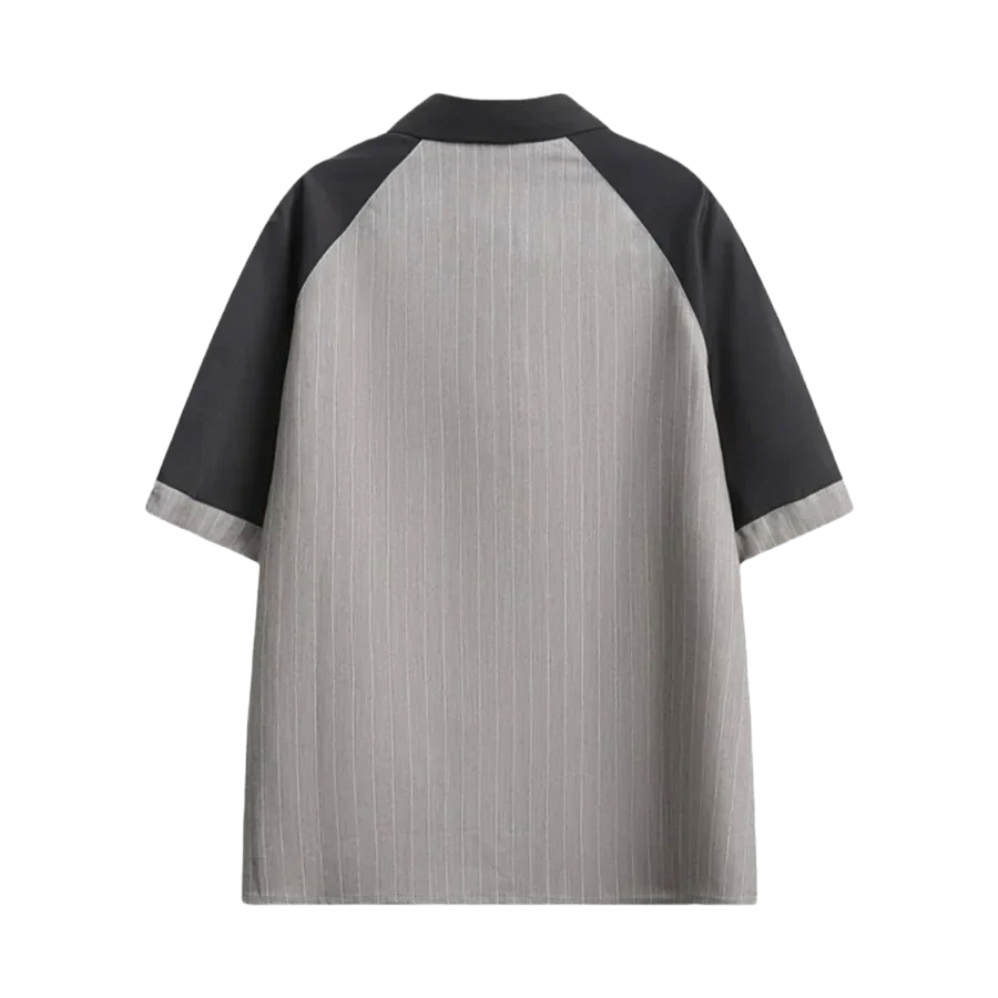 Men’s Striped Patchwork Short Sleeve Shirt