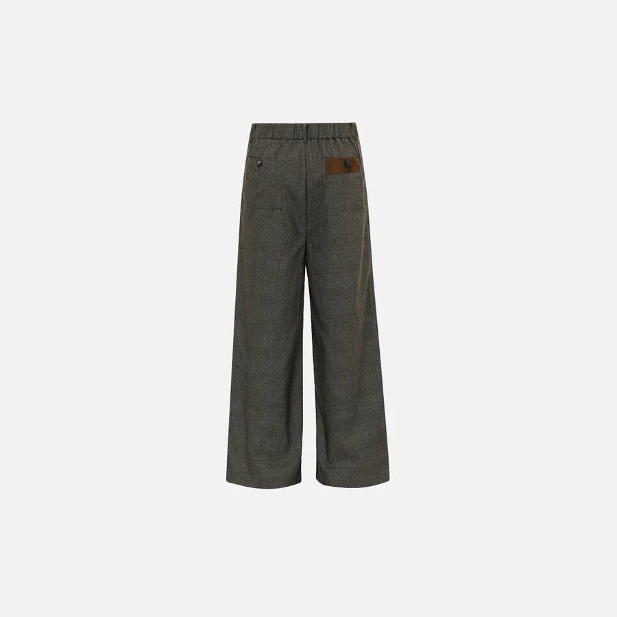 Men’s Vintage Pleated Straight Leg Pants - Dark Grey with Color Block Pockets
